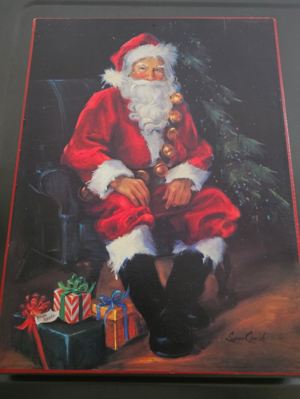 "Santa Is In" Canvas Wall Art Christmas Decor Santa Portrait Tree Gifts Holiday